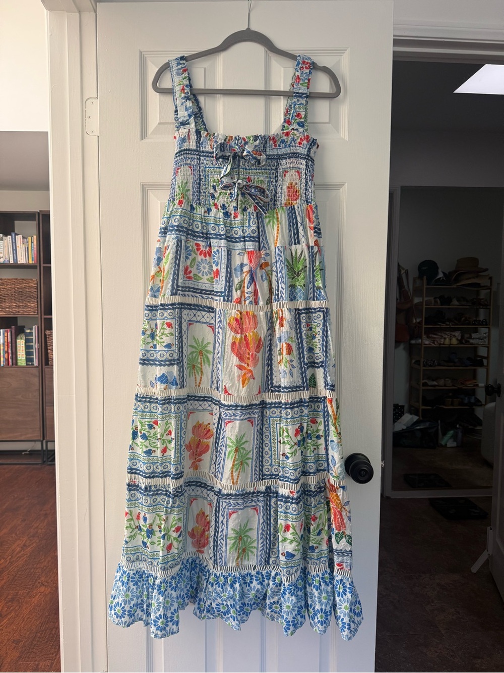 FARM Rio Blue White Floral Patchwork Maxi Dress - Picture 2 of 6